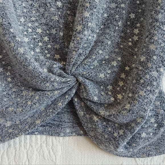 More Than Magic Silver Star Short Sleeve Tee Grey Stretch Tie Front Cute Whimsy - Picture 6 of 11